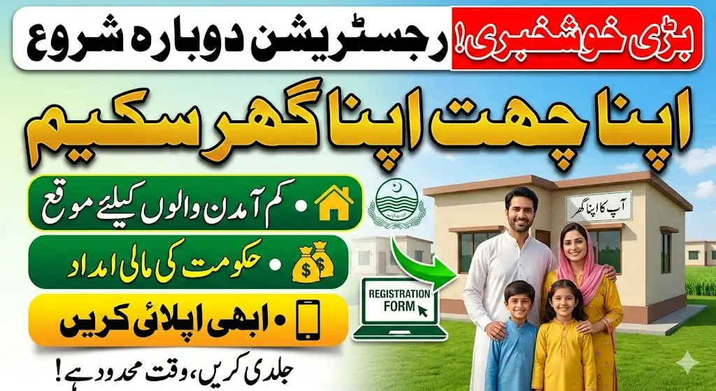 CM Punjab Apna Chhat Apna Ghar Scheme Registration Form Reopen
